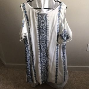 Black Blue & White Patterned Summer Dress